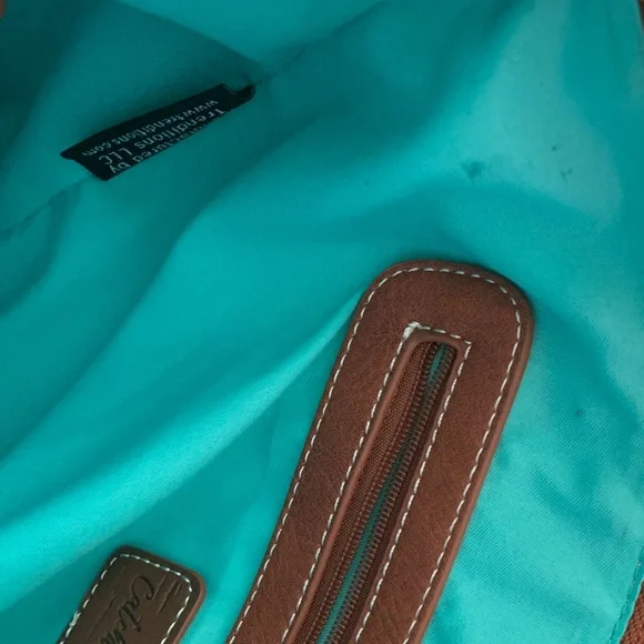 Catchfly Women's Southwestern Color Block With Brindle Inlay Bucket Bag Purse - Picture 7 of 7